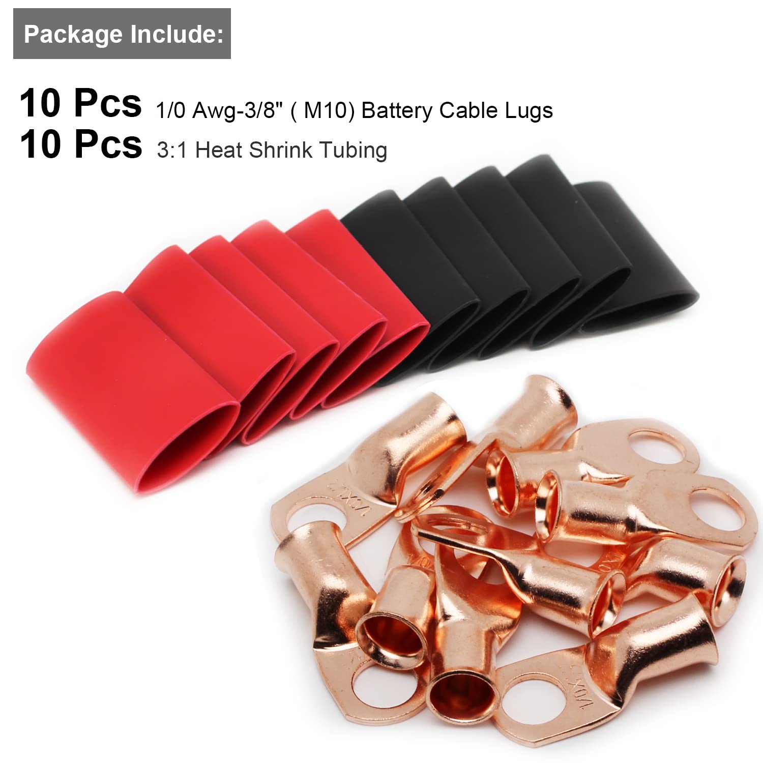 RockDIG 10-Pack Guage 6-3/8 Copper Wire Lugs, Battery - View #6