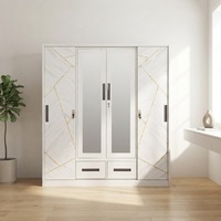 Armoire en acier de haute qualité à 4 portes, armoire en acier blanche à portes coulissantes pour chambres, bureaux, salons