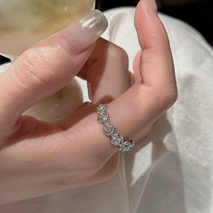 S925 Pure Silver Flower Ring Light Stylish Jewelry Antique Vintage Design Sweet Cool Small Flower Opening Ring Cut Inlay - Product Image 3