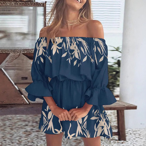 Dropshipping Shopify Robe courte à imprimé floral à épaules dénudées pour femmes grandes tailles, style décontracté d'été - Product Image 3