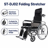 Lit d'hôpital pliable en alliage d'aluminium, inclinable, portable, à 4 roues, manuel, avec repose-jambes surélevé, pour usage hospitalier des personnes âgées - Vente chaude