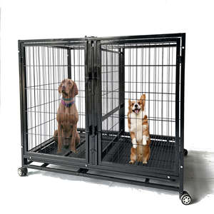 Cage d'<span class=keywords><strong>élevage</strong></span> pour animaux de compagnie intérieure pratique Double porte bouton Tube carré Cage pour chien en métal lucarne porte d'entrée plusieurs tailles pratique - Product Image 6