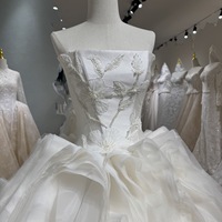 Robe de mariée de bal en organza à volants SH3811, bustier, avec rosettes et motifs floraux 3D, traîne cathédrale, grandes tailles, sur mesure, vente en gros