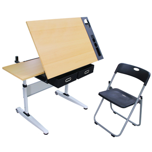 Bureau de dessin moderne réglable en hauteur et en angle avec chaise, design durable et écologique pour chambre et salon - Product Image 1