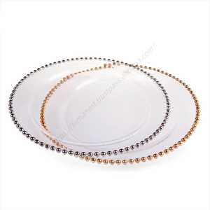 Vente en gros Z891 21/27/32cm Assiette en verre perlée ronde Décoration de table de mariage - Product Image 3