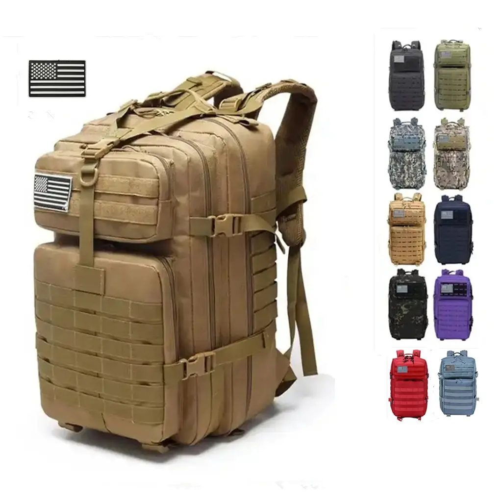 Amazon hot selling waterproof canvas oxford 3p tactical molle backpack outdoors camping tactical bag for men