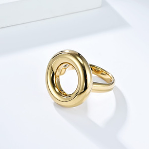 Geometric <b>Ring</b> Steel Gold Unisex Fashion Jewelry Gift Occasion Minimalist Exaggerated Round Design - Product Image 3