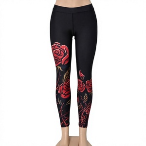 High Waist Solid Yoga <b>Leggings</b> Full Length Spandex/Polyester Four-Way Stretch Elastic Waist Breathable Quick Dry Black Pants - Product Image 1