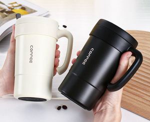 แก้วกาแฟสแตนเลส 304 ขนาด 14 ออนซ์ พร้อมฝาและช้อน ดีไซน์เรียบง่ายทันสมัย ด้ามจับสร้างสรรค์ เหมาะสำหรับใช้ในสำนักงาน - Product Image 6