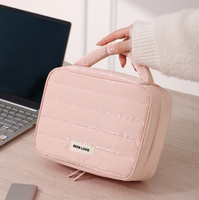 Sac de rangement portable à fermeture éclair, multifonctionnel, matelassé, grande capacité, imperméable, pour cosmétiques, à suspendre