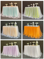 Nappes de table pour mariage, jupes de table, décorations de livre d'or, nappes de table pour fête d'anniversaire, tulle, bordures de table pour événement d'ouverture