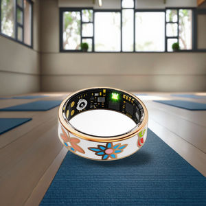 خاتم ذكي R18 مطلي بالمينا مع تحكم عن بعد لتتبع معدل ضربات القلب والأكسجين في الدم وضغط الدم والنوم - مصنوع من الراتنج والفولاذ المقاوم للصدأ - Product Image 3