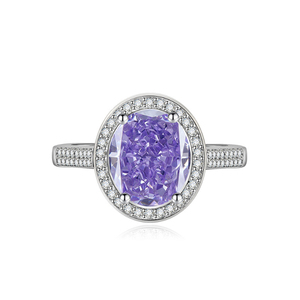 Роскошные изысканные ювелирные изделия Красный Желтый Розовый Фиолетовый измельченный лед CZ овальное кольцо Принцесса Diana драгоценный камень женские обручальные кольца - Product Image 4