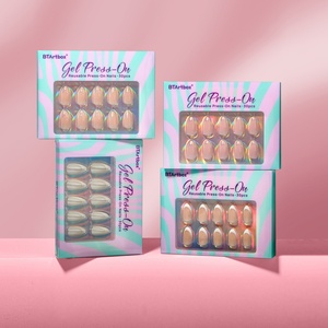 Short Almond Reusable Fake False <b>Nails</b> <b>Set</b> With Glue Wholesale Custom French Tip Soft Gel Private Label Press on <b>Nails</b> En Gros - Product Image 1