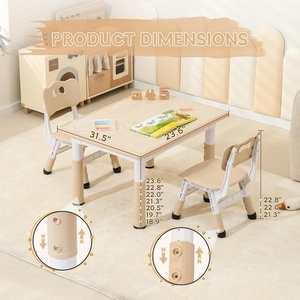 Ensemble <span class=keywords><strong>table</strong></span> et chaise en plastique pour enfants SINKIPA, réglable en hauteur, pour maternelle, école, salle de classe, mobilier pour enfants - Product Image 2
