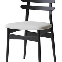 Chaise de salle à manger moderne en bois massif de style nordique, cadre en bois noir, siège rembourré, dossier en échelle, pour la maison, le restaurant, le café