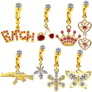 Gaby Offre Spéciale plaqué or non-<span class=keywords><strong>piercing</strong></span> lapin chat <span class=keywords><strong>nombril</strong></span> anneaux faux papillon bijoux de corps pour les mariages - Product Image 4