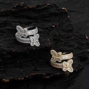 Open <b>Ring</b> Hip Hop's New Copper-<b>set</b> Zircon <b>Ring</b> - Product Image 1