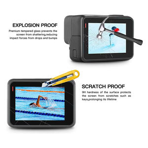 Film trempé 2.5D 9H avant-arrière pour GoPro <span class=keywords><strong>Hero</strong></span> 5 6 7, protection d'écran et de l'objectif de la caméra, film de remplacement - Product Image 5