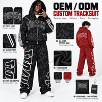 Ensemble sweat à capuche zippé et pantalon de survêtement droit ample pour homme, grande taille, respirant, imprimé intégral avec logo lettré, collection automne, coupe oversize