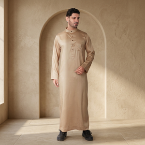 Thobe Saoudien Beige Premium pour Hommes, Kandura Arabe à Manches Longues avec Col Montant pour Acheteurs du Moyen-Orient et d'Europe – Modèle Classique - Product Image 2