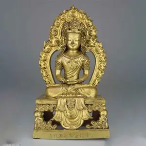 Antico decorazione della casa di stile Cinese vita dimensione del bronzo ottone meditando statua di buddha per la vendita