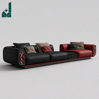 Ensemble de canapés de bureau de direction modernes et minimalistes en cuir bicolore noir et rouge, durables, écologiques, modulaires et luxueux pour PDG