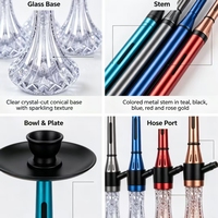Ensemble de chicha arabe russe portable de luxe en aluminium et verre avec technique miroir, boîte cadeau écologique