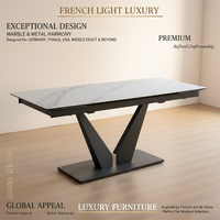 Table à manger carrée extensible en céramique de luxe haut de gamme, pieds en métal, anti-rouille, pliable, écologique, 10 places, pour hôtel