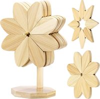 Ensemble de dessous-de-plat en bois avec support, dessous-de-plat en forme de moulin à vent, dessous-de-plat résistants à la chaleur pour plats chauds, casseroles, poêles, tapis de table de cuisine