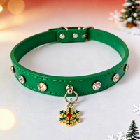 Collier pour chien transfrontalier en plastique couleur unie, anti-étranglement, pour Corgi et Teddy, avec pendentif de Noël, style Ins