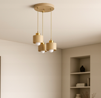 Lustre suspendu en fer à trois lumières JACKSUN, style nordique, luxe, beige |   Lampe de chevet pour chambre à coucher, éclairage d'îlot de cuisine