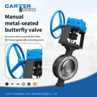 Válvula de mariposa manual sentada WCB A105 304 CF8 con conexión tipo wafer, brida RF, triple offset, volante manual, para agua, vapor, gas, PN100 ANSI900 OEM