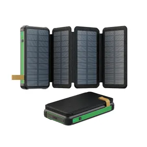 Hot selling foldable solar power bank 4 solar panels outdoor portable charger solar power bank 25000mah camping