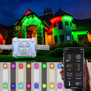 Illuminazione Decorativa a LED Pixel Point per Feste Natalizie e Matrimoni, 50ft 100ft 150ft 200ft 300ft, Luci Permanenti da Esterno RGBW - Product Image 1