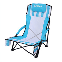 Chaise de camping d'extérieur respirante en acier, cadre en acier à parois épaisses, porte-gobelet, fente pour téléphone, portable, pour le loisir