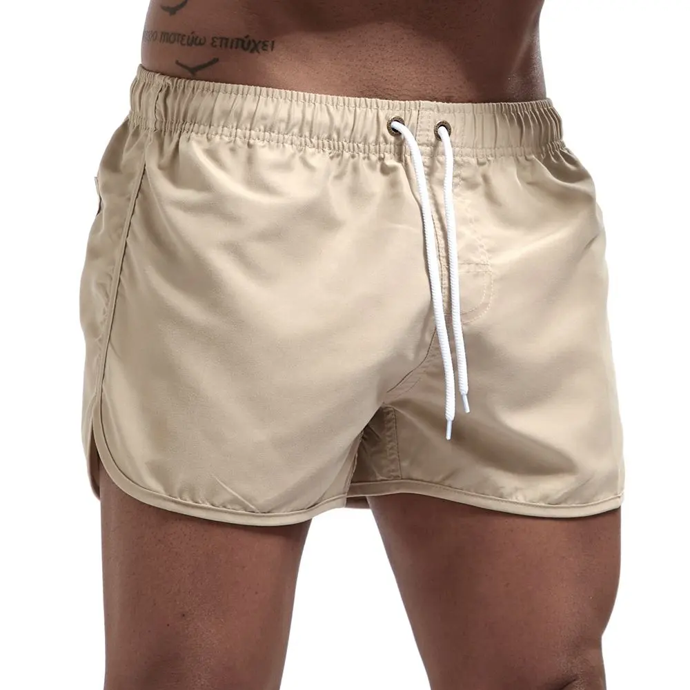 Pantalones cortos de playa para hombre, bañadores de bolsillo, pantalones cortos de tabla con estampado personalizado de colores lisos, para correr, deportes, surfear