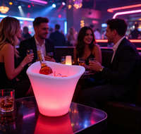 Seau à glace LED à changement de couleur IP65, rechargeable, avec télécommande, refroidisseur de vin lumineux pour bar, fête, boîte de nuit, Noël, Halloween
