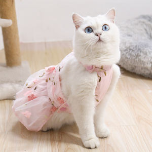 Prodotti per animali domestici abbigliamento per cani abbigliamento gatto con fiocco in pizzo stile principessa rosa gonna può tirare imbracatura per animali - Product Image 6