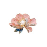 Bros bunga Enamel mode Tiongkok dengan zirkonia kubik bros kristal warna-warni lucu untuk perhiasan wanita