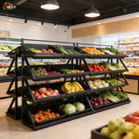 Multifunktionales 5-stöckiges Verkaufsregal mit Korb Supermarkt Lebensmittel Obst Gemüse Ausstellungsständer Laden Aufbewahrungsorganizer Regal