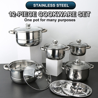 Cuisine Premium cuisine 12 pièces en acier inoxydable antiadhésif ustensiles de cuisine soup pot ustensiles de cuisine set