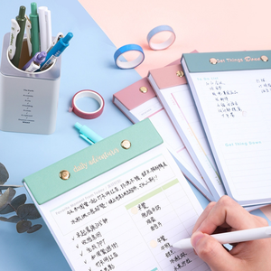 Cartón personalizado suministros de oficina Morandi impresión en color cuero PU A5 lista de tareas arrancar planificador diario Bloc de notas con logotipo - Product Image 1