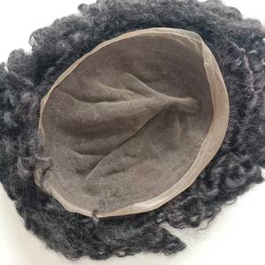 Prêt Expédition Grand Stock <span class=keywords><strong>Bouclés</strong></span> Tout PU Dentelle <span class=keywords><strong>Cheveux</strong></span> Patch Perruques Noir Hommes Toupet pour <span class=keywords><strong>Homme</strong></span> Afro <span class=keywords><strong>Cheveux</strong></span> Prothèse Avec Des <span class=keywords><strong>Cheveux</strong></span> Indiens - Product Image 4