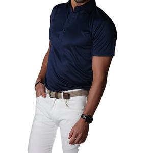 Camiseta de Verano Casual para Hombre, Negra, 100% Algodón, Sólida, Antiarrugas, de Punto, Manga Corta, Corte Regular, Cuello con Botones, Talla 6XL - Product Image 1