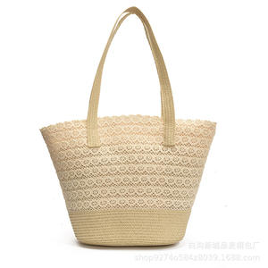 Nouveau sac fourre-tout tissé en paille et dentelle grande capacité pour homme, style bohème tendance avec décoration en cristal et bande élastique, collection été 2025 - Product Image 5
