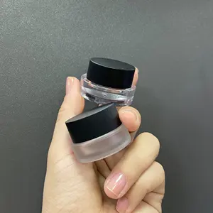 Lindo plástico mate negro tarro cosmético vacío maquillaje uñas polvo mini tarro botella de gel delineador de ojos pequeño frasco con tapa