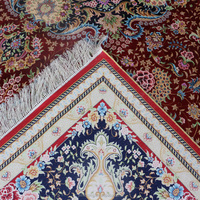 Traditionelle Vintage Rote Handgefertigte Seiden-Perserteppiche und -Läufer Handgeknüpft für Wohnzimmer
