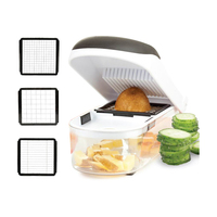 3-in-1 Multifunctionele Plastic Eco-vriendelijke LFGB-gecertificeerde groentesnijder met roestvrijstalen messen, handmatig fruit- en groentegereedschap