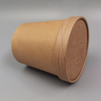 Conteneur d'aliments en papier kraft jetable, tasse à soupe avec couvercle, ml